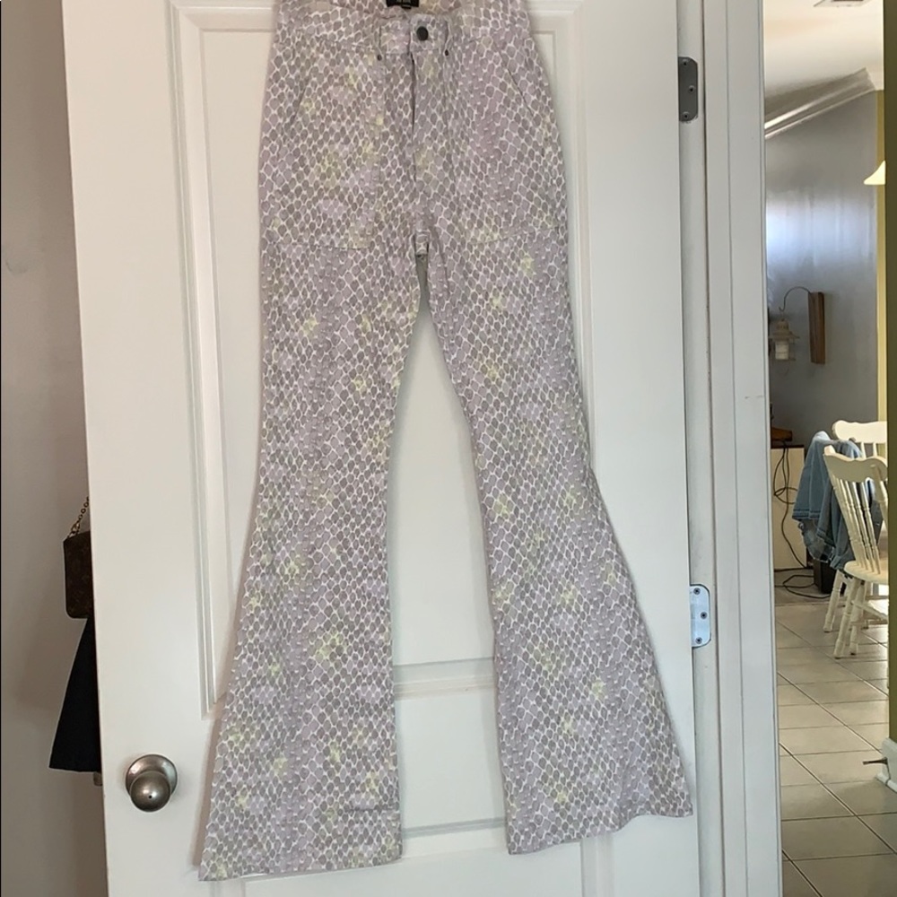 AFRM Animal Print flared jeans.